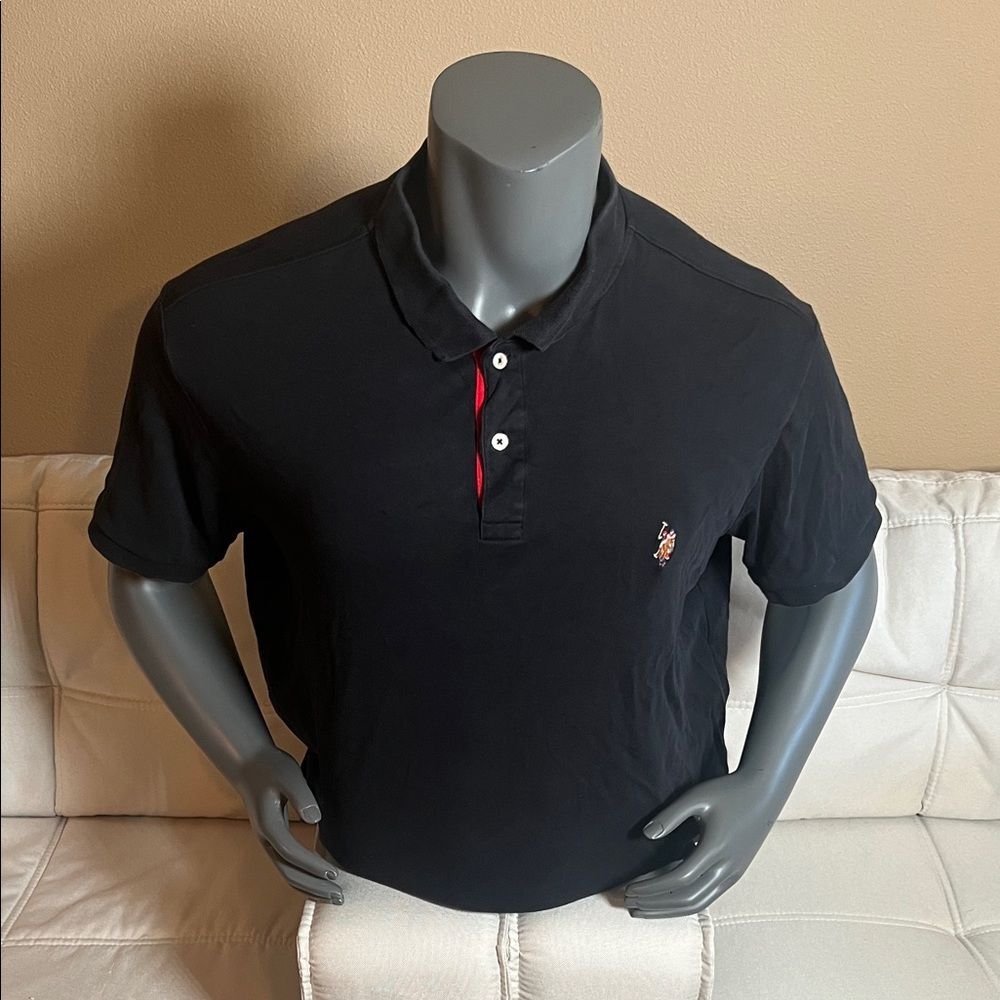 U.S. Polo Assn. Men’s Black Polo Shirt with Red Accent Size 2XL